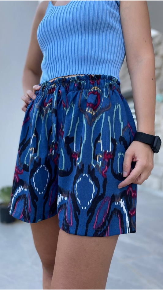 Pamuklu Viskon Kumaş Kısa Şort