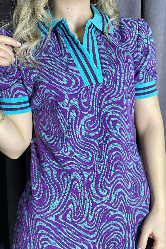 %100 Pamuklu Polo Yaka Elbise