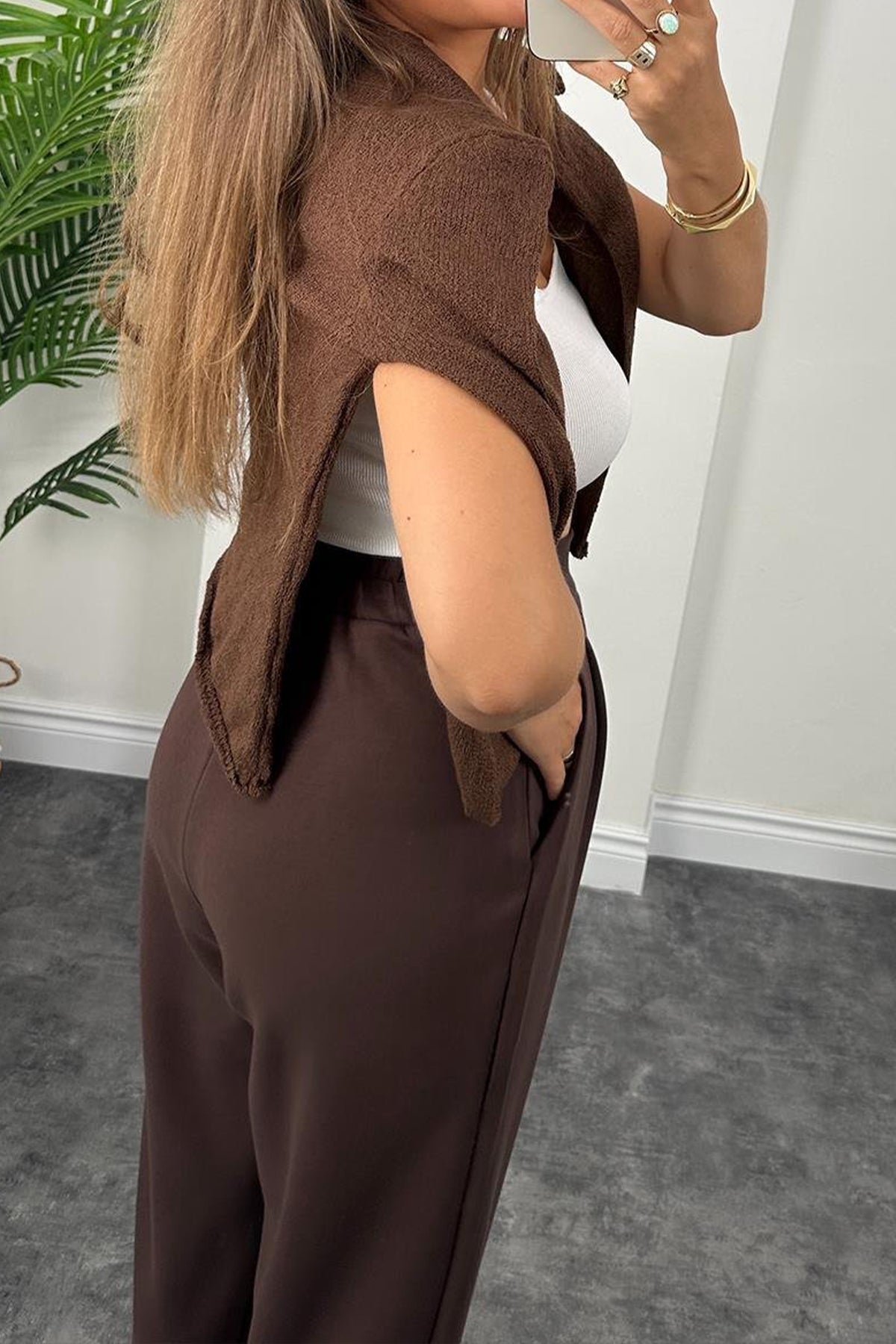1.sınıf Kalite Oysh Modal Kumaş Beli Lastikli Yüksek Bel Harem Pantolon Kışlık