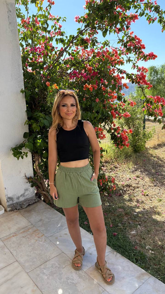 Premium Seri Müslin Kumaş Kısa Şort %100 pamuk