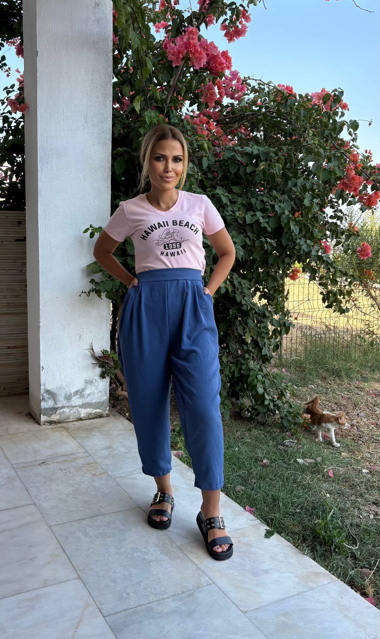 Aerobin Kumaş Harem Pantolon (Yazlık Kumaş) (GENİŞ KALIP ) Tril Trill Diz Yapmaz Ütü İstemez