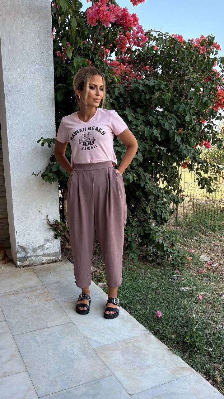 Aerobin Kumaş Harem Pantolon (Yazlık Kumaş) (GENİŞ KALIP ) Tril Trill Diz Yapmaz Ütü İstemez