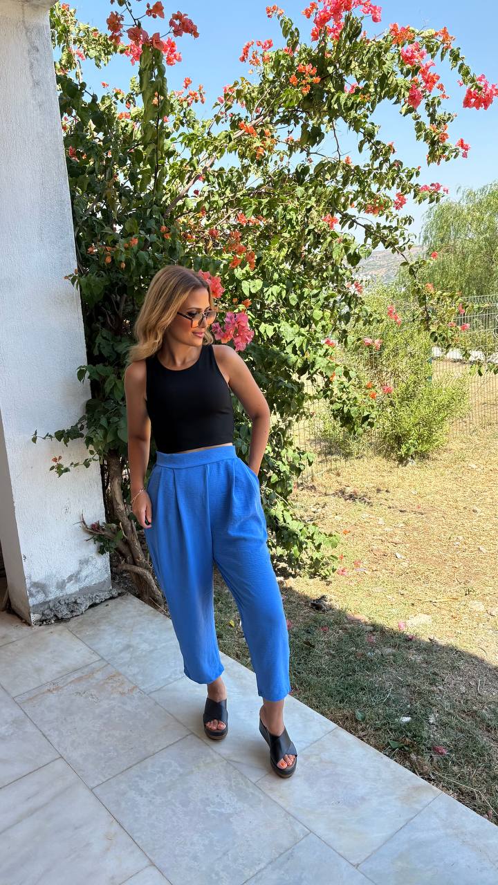 Aerobin Kumaş Harem Pantolon (Yazlık Kumaş) (GENİŞ KALIP ) Tril Trill Diz Yapmaz Ütü İstemez