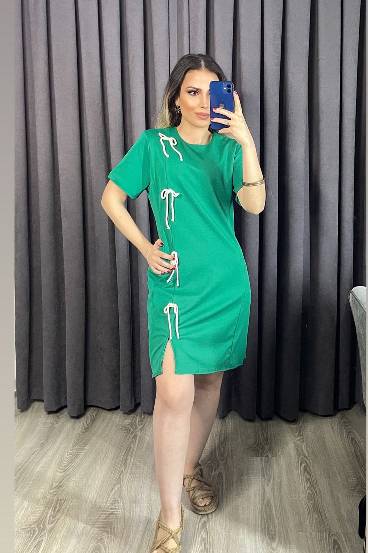 Fiyonk Detaylı Basic Elbise