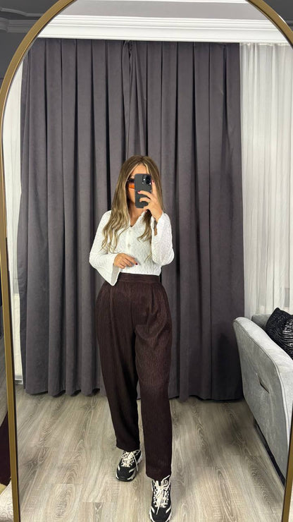 Yüksek Bel Beli Lastikli  premium kumaş harem havuç pantolon