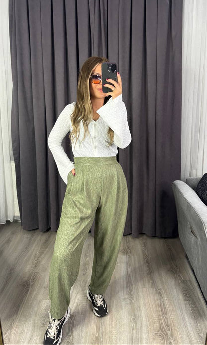 Yüksek Bel Beli Lastikli  premium kumaş harem havuç pantolon