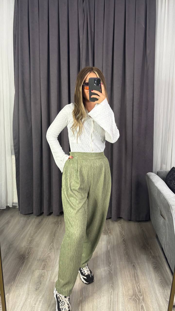 Yüksek Bel Beli Lastikli  premium kumaş harem havuç pantolon