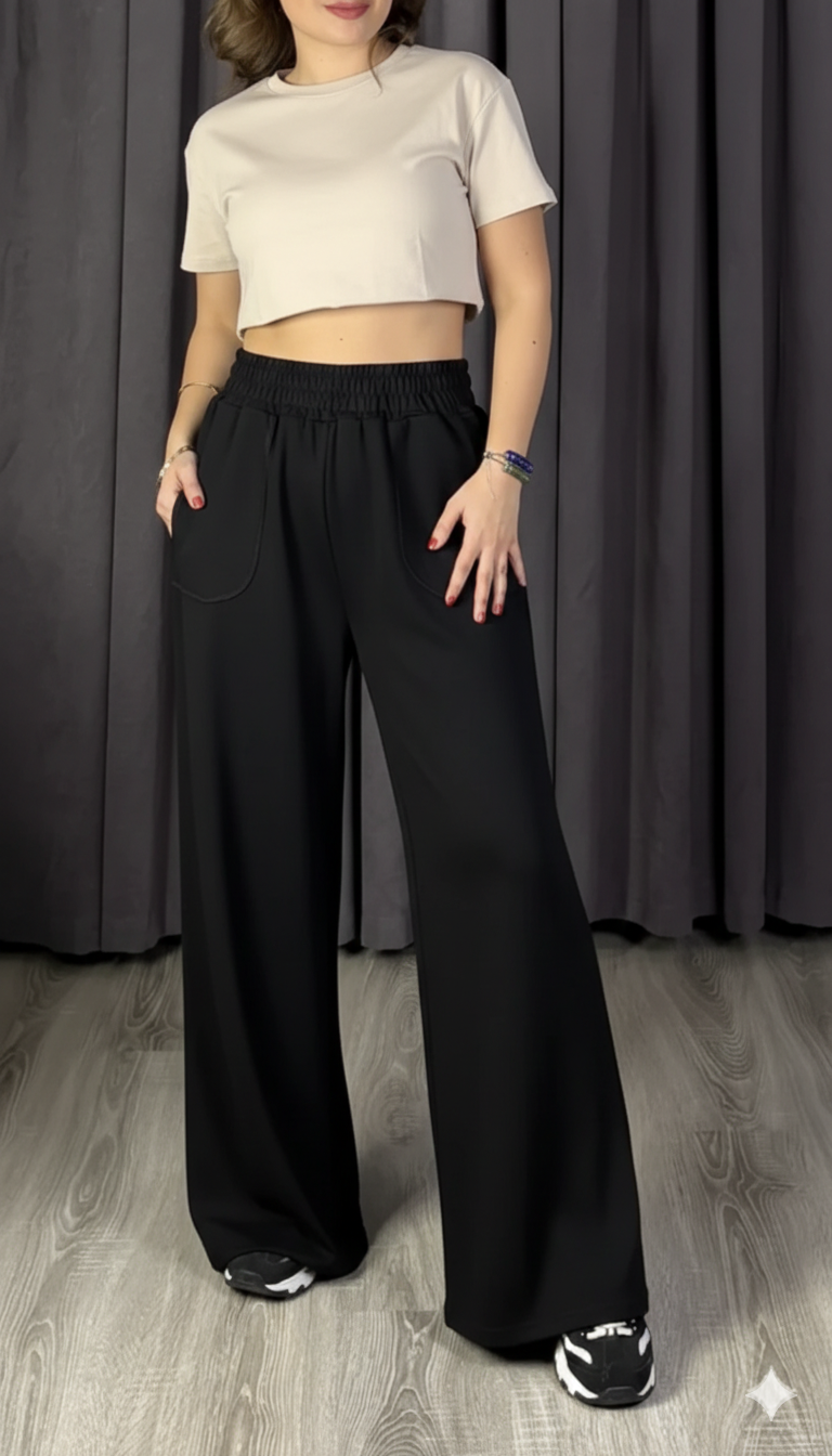 Oysho Modal Kumaş Bol Paça Yüksek Bel Palazzo Pantolon