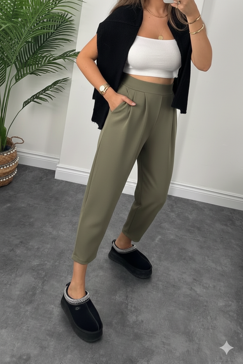 1.sınıf Kalite Oysh Modal Kumaş Beli Lastikli Yüksek Bel Harem Pantolon ( Geniş Kalıp )