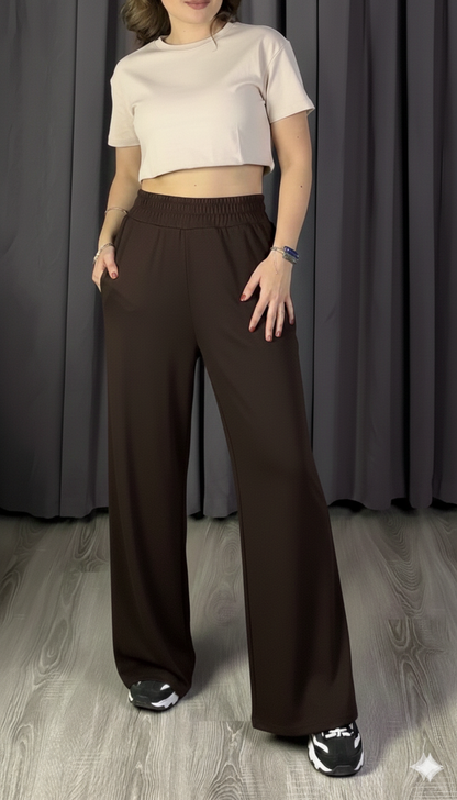 Oysho Modal Kumaş Bol Paça Yüksek Bel Palazzo Pantolon