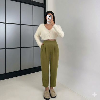 Yazlık Oysho Modal Kumaş Beli Lastikli Yüksek Bel Harem Pantolon ( Geniş Kalıp )