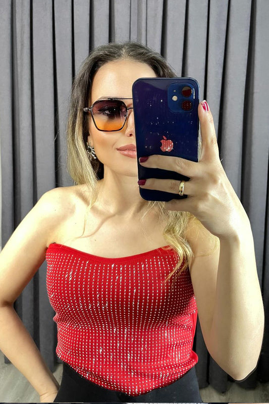 Tasarım Taş İşleme Straplez Bluz