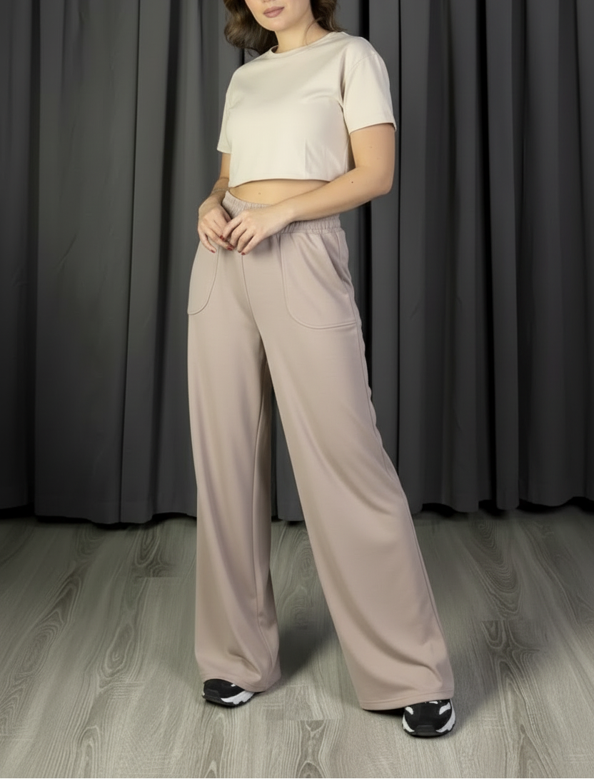 Oysho Modal Kumaş Bol Paça Yüksek Bel Palazzo Pantolon