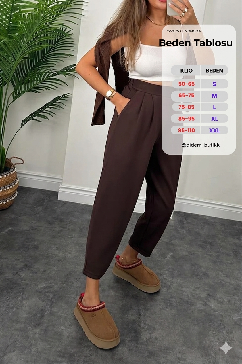 Yazlık Oysho Modal Kumaş Beli Lastikli Yüksek Bel Harem Pantolon ( Geniş Kalıp )