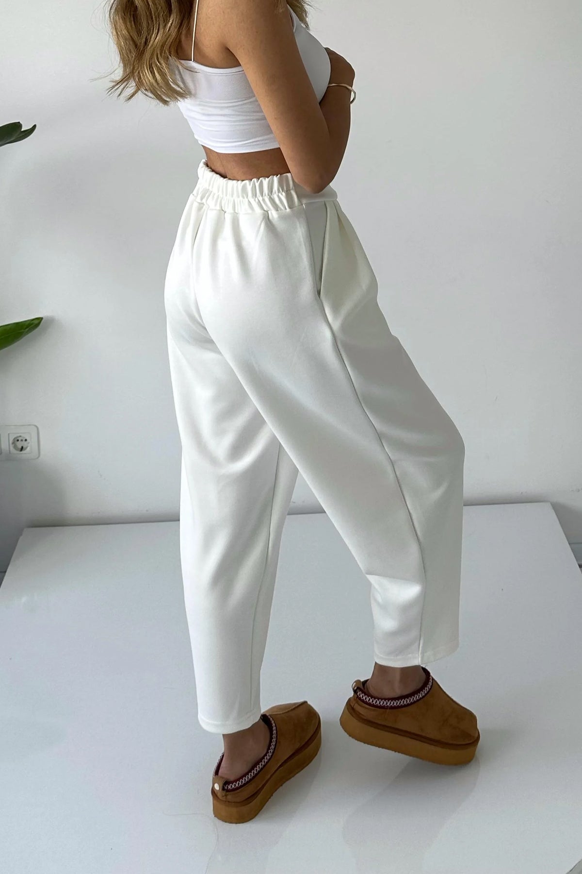 1.sınıf Kalite Oysh Modal Kumaş Beli Lastikli Yüksek Bel Harem Pantolon Kışlık ( Geniş Kalıp )