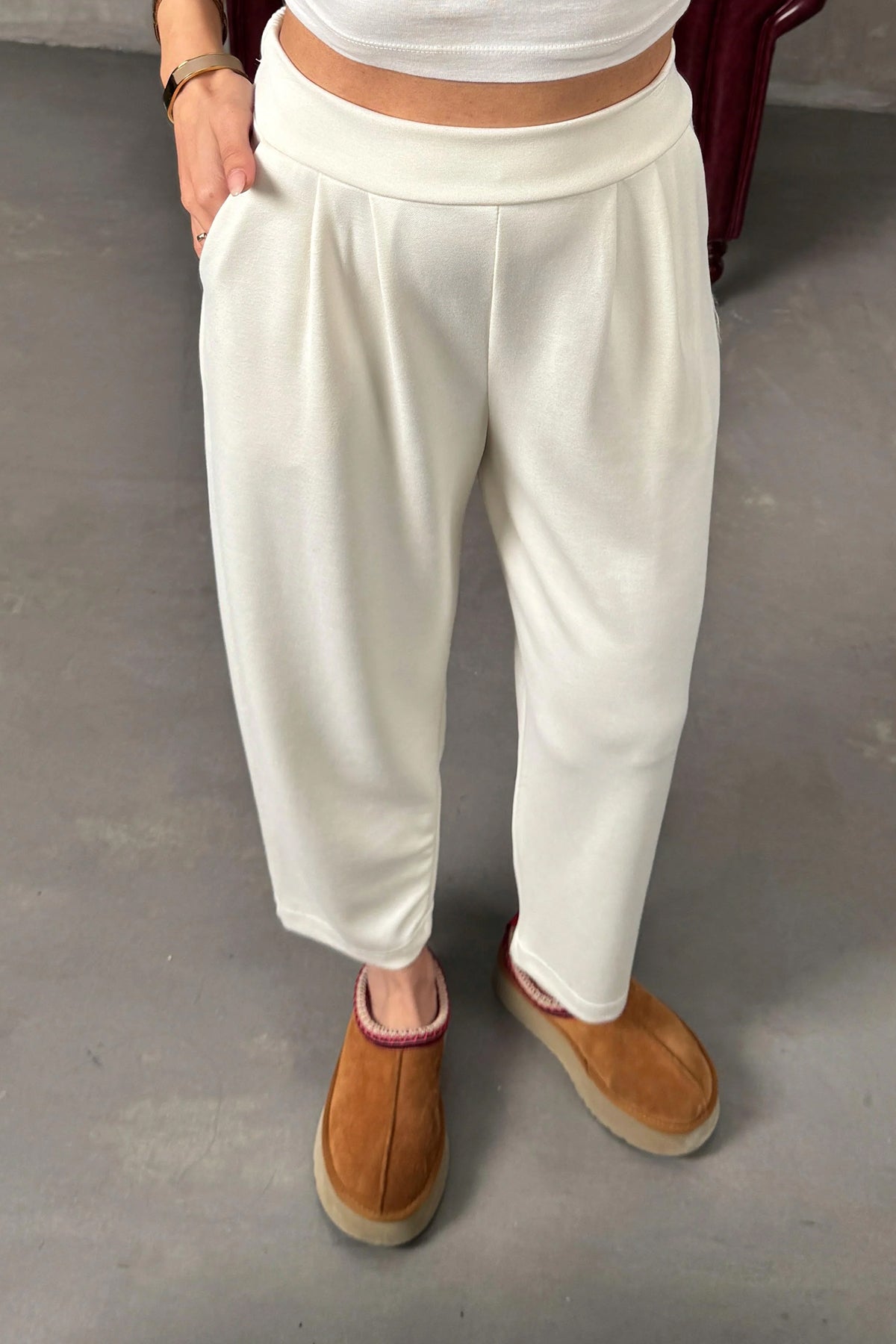 1.sınıf Kalite Oysh Modal Kumaş Beli Lastikli Yüksek Bel Harem Pantolon Kışlık ( Geniş Kalıp )