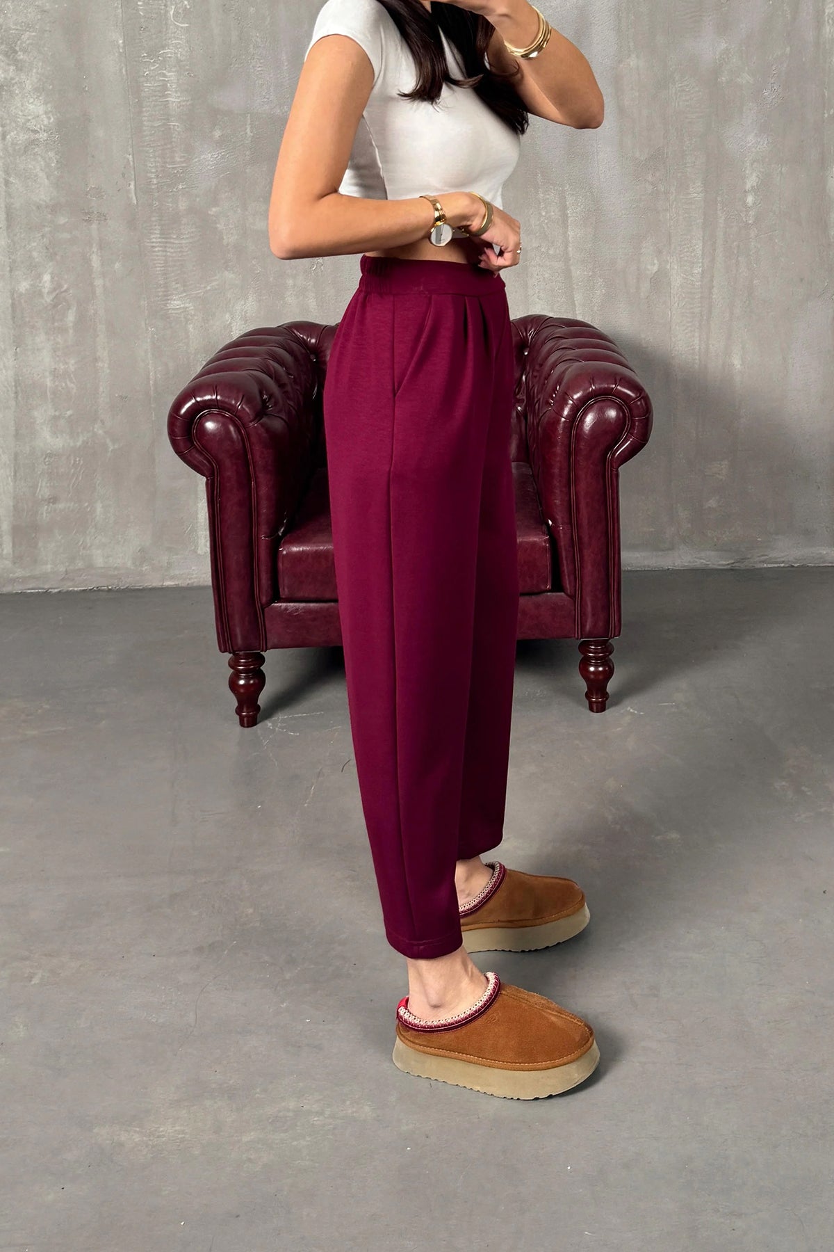 1.sınıf Kalite Oysh Modal Kumaş Beli Lastikli Yüksek Bel Harem Pantolon Kışlık ( Geniş Kalıp )