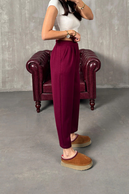 1.sınıf Kalite Oysh Modal Kumaş Beli Lastikli Yüksek Bel Harem Pantolon Kışlık ( Geniş Kalıp )