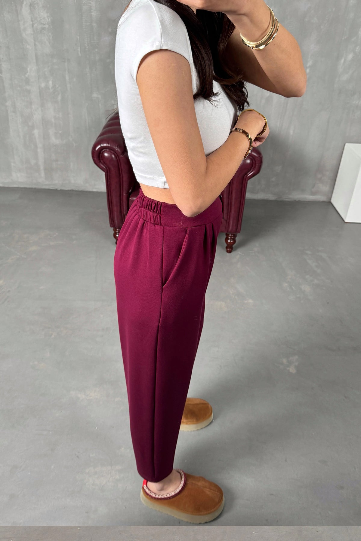 1.sınıf Kalite Oysh Modal Kumaş Beli Lastikli Yüksek Bel Harem Pantolon Kışlık ( Geniş Kalıp )