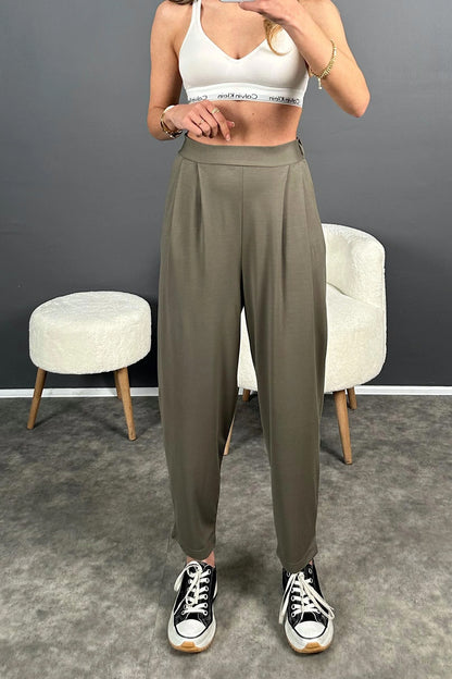 1.sınıf Kalite Oysh Modal Kumaş Beli Lastikli Yüksek Bel Harem Pantolon Kışlık ( Geniş Kalıp )