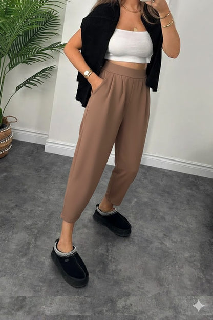 1.sınıf Kalite Oysh Modal Kumaş Beli Lastikli Yüksek Bel Harem Pantolon ( Geniş Kalıp )