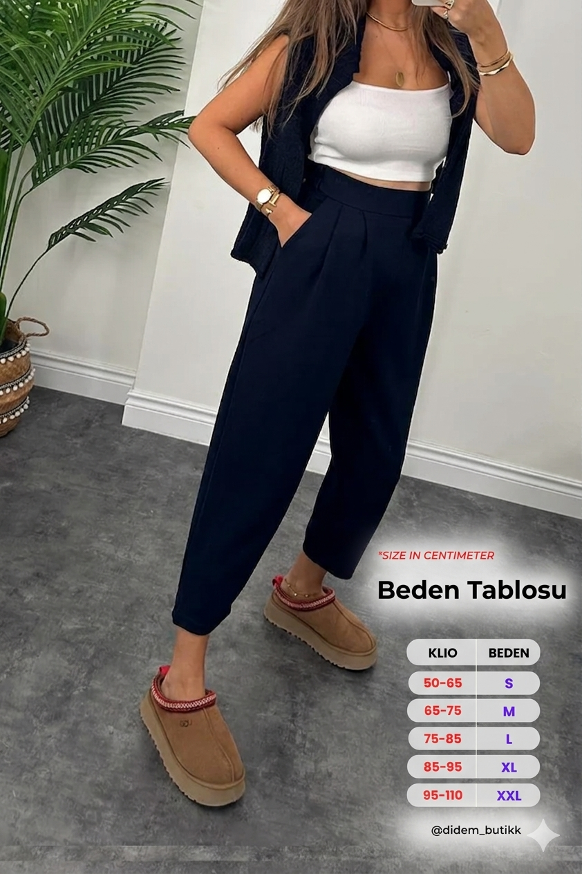 Yazlık Oysho Modal Kumaş Beli Lastikli Yüksek Bel Harem Pantolon ( Geniş Kalıp )