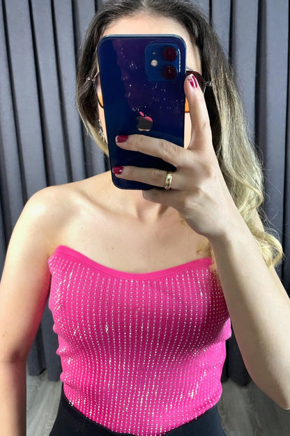 Tasarım Taş İşleme Straplez Bluz