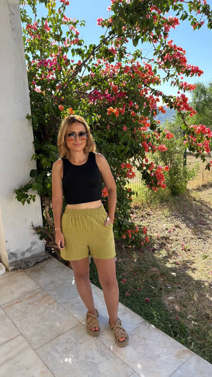 Premium Seri  Müslin Kumaş Kısa Şort %100 pamuk