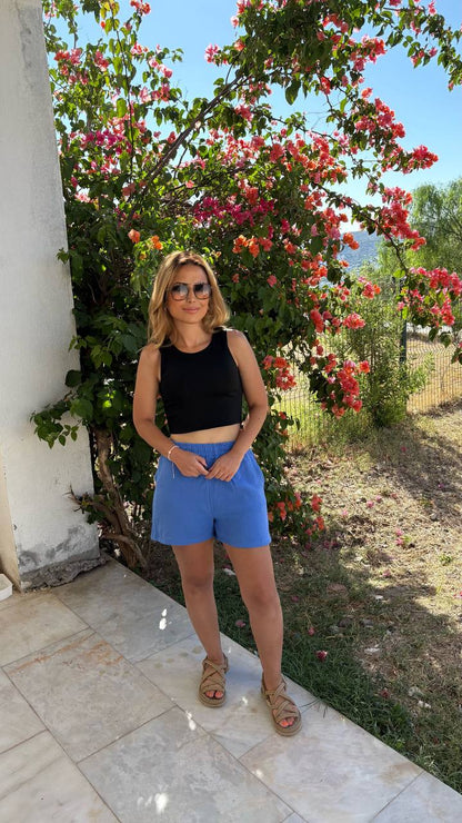 Premium Seri  Müslin Kumaş Kısa Şort %100 pamuk