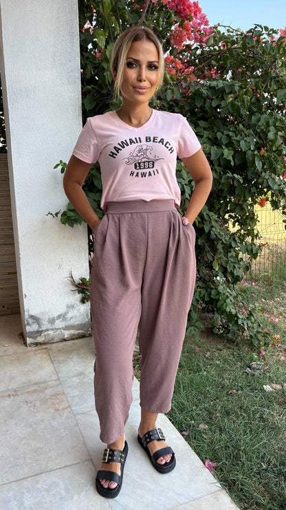 Aerobin  Kumaş Harem Pantolon (Yazlık Kumaş) (GENİŞ KALIP ) Tril Trill Diz Yapmaz Ütü İstemez