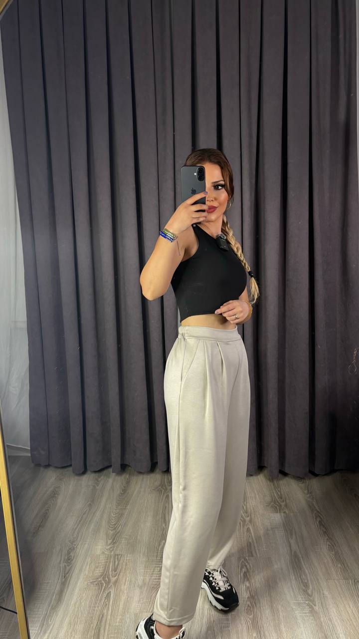Yazlık Oysho Modal Kumaş Beli Lastikli Yüksek Bel Harem Pantolon ( Geniş Kalıp )