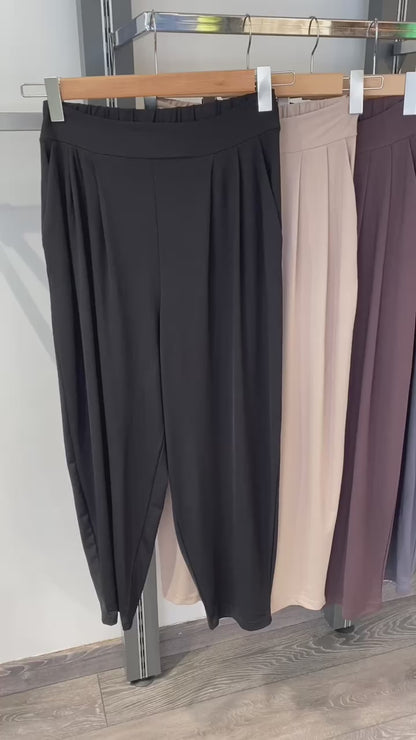 1.sınıf Kalite Oysh Modal Kumaş Beli Lastikli Yüksek Bel Harem Pantolon Kışlık