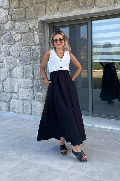 Maxi Boy Kloş Etek Kahve
