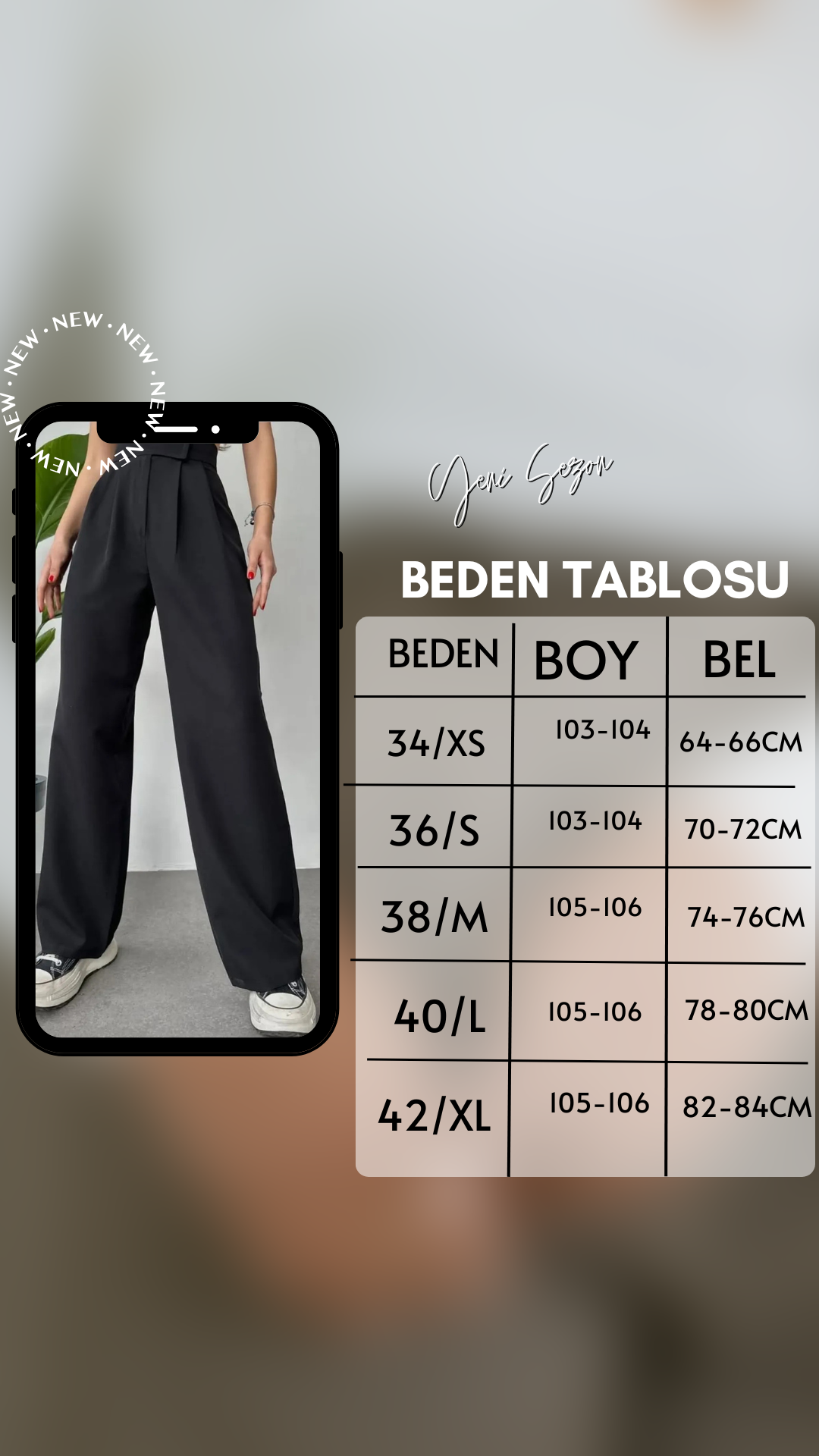 Cırtlı Palazzo  Yüksek Bel Bol Paça Pantolon