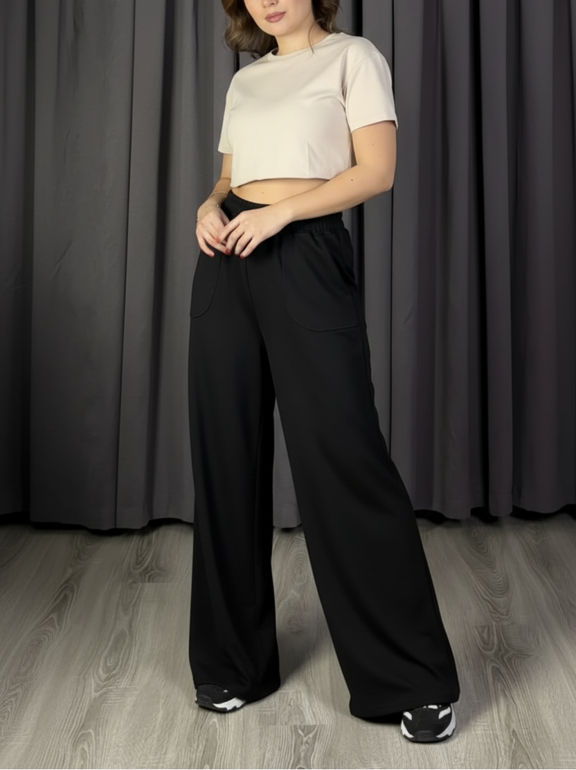 Oysho Modal Kumaş Bol Paça Yüksek Bel Palazzo Pantolon